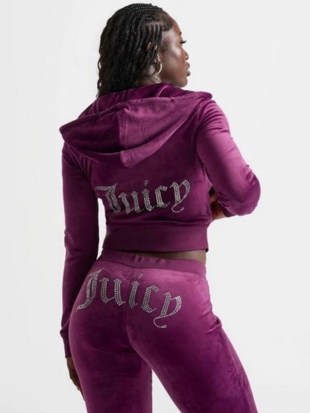 Juicy Couture OG Bling Velour Zip Up Hoodie Pickled Beet M Y2K Grunge Streetwear